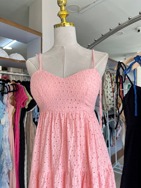 Summer Embroidered Patchwork Spaghetti Straps Flounce Long Dresses